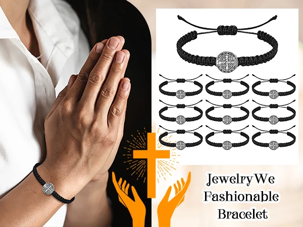 St. Benedict Handmade Braided Bracelet Set - Image 5