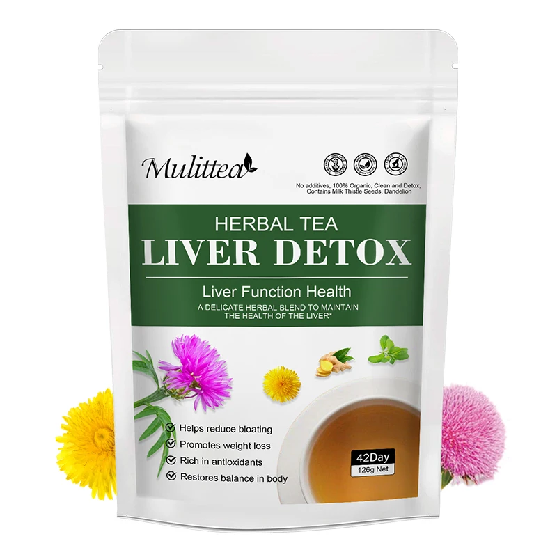 Mulittea Liver Detox Tea with Dandelion Root ,milk Thistle&Turmeric for Liver and Colon Cleanse Promote Metabolism - Image 1