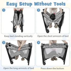 Pack and Play, 4 in 1 Portable Baby Play yard with Bassinet, Changing Table, - Thumbnail Image 4