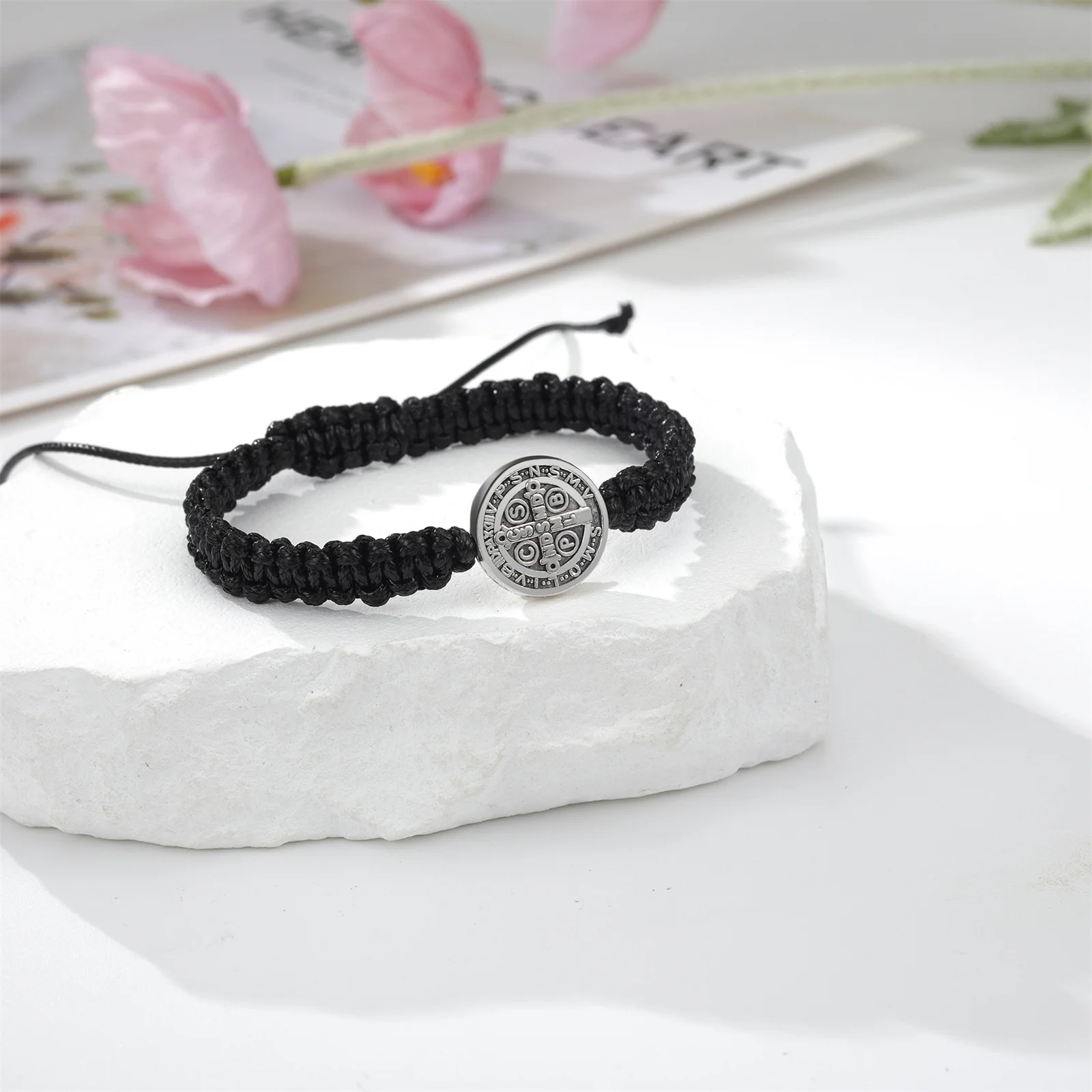 St. Benedict Handmade Braided Bracelet Set - Image 3