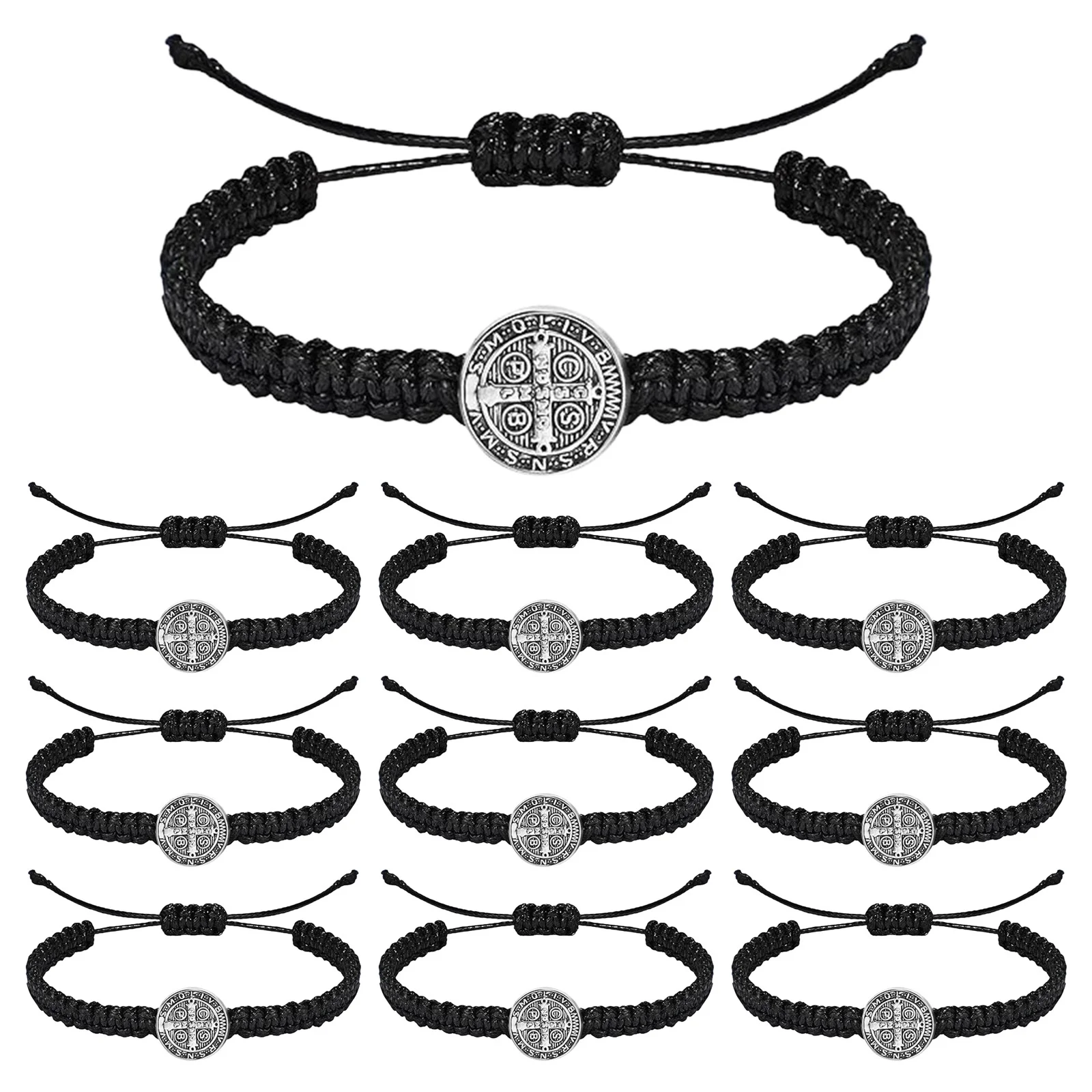 St. Benedict Handmade Braided Bracelet Set - Image 1