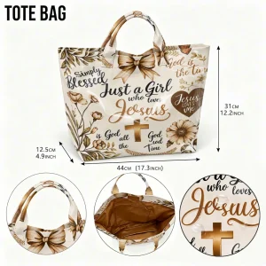 Faith-inspired floral print tote bag