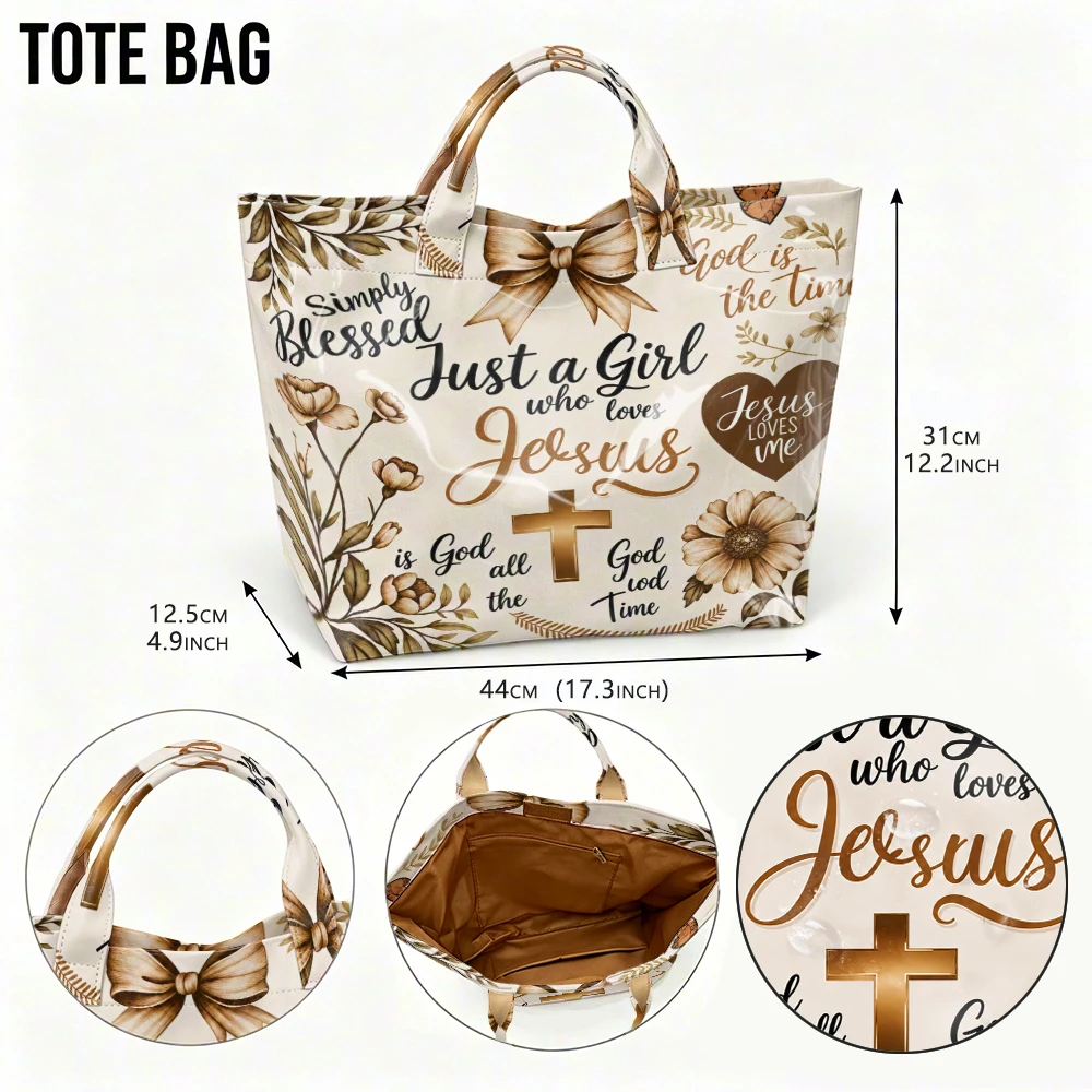 Faith-inspired floral print tote bag - Image 1