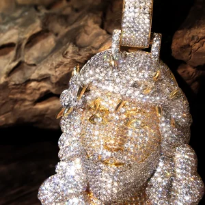 Iced Out Jesus Head Pendant - Thumbnail Image 4
