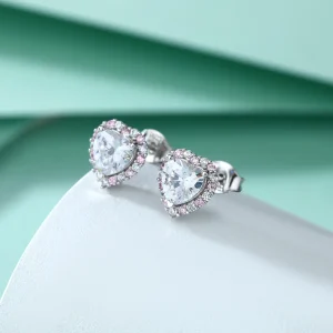 Heart Cut Pink 2CT Total Moissanite Necklace Earring Set - Thumbnail Image 2