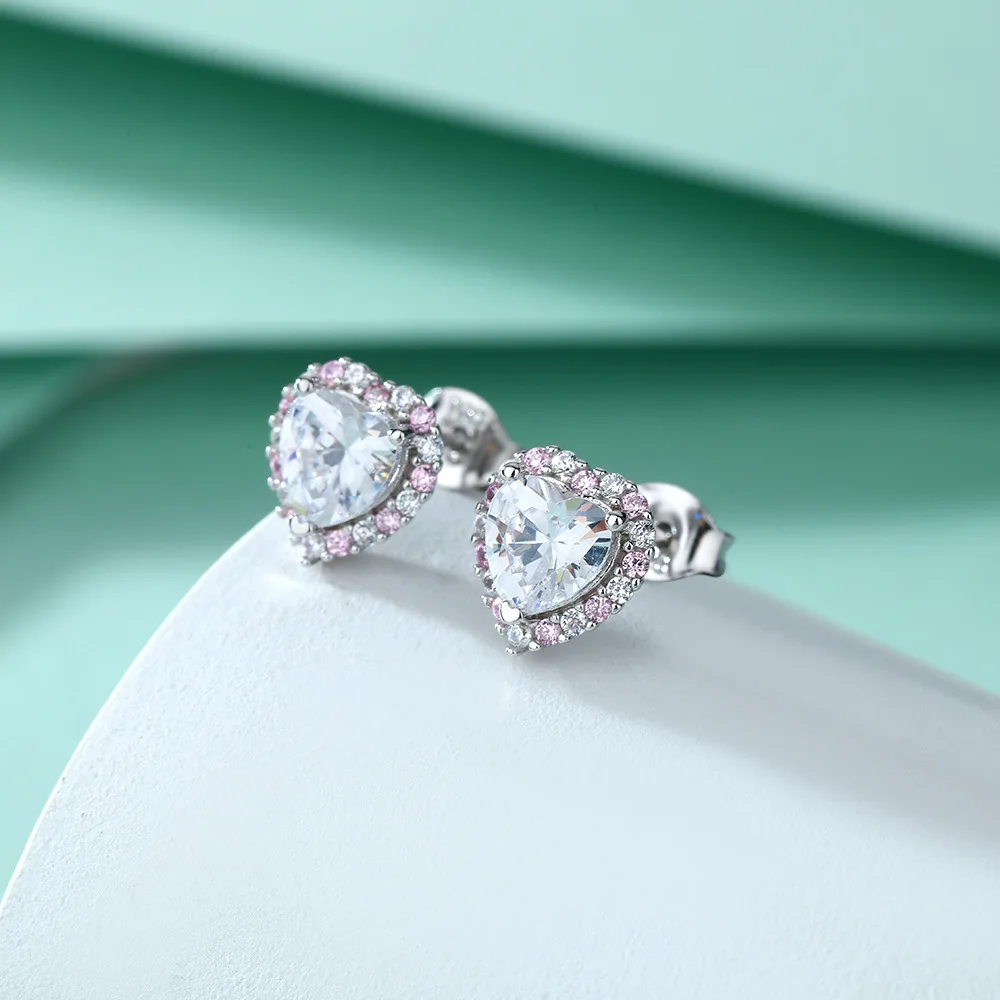 Heart Cut Pink 2CT Total Moissanite Necklace Earring Set - Image 2
