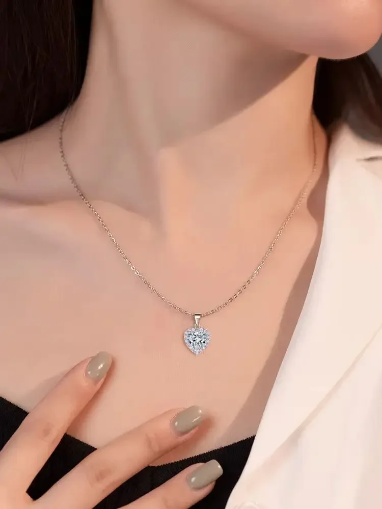 Heart Cut Pink 2CT Total Moissanite Necklace Earring Set - Image 4