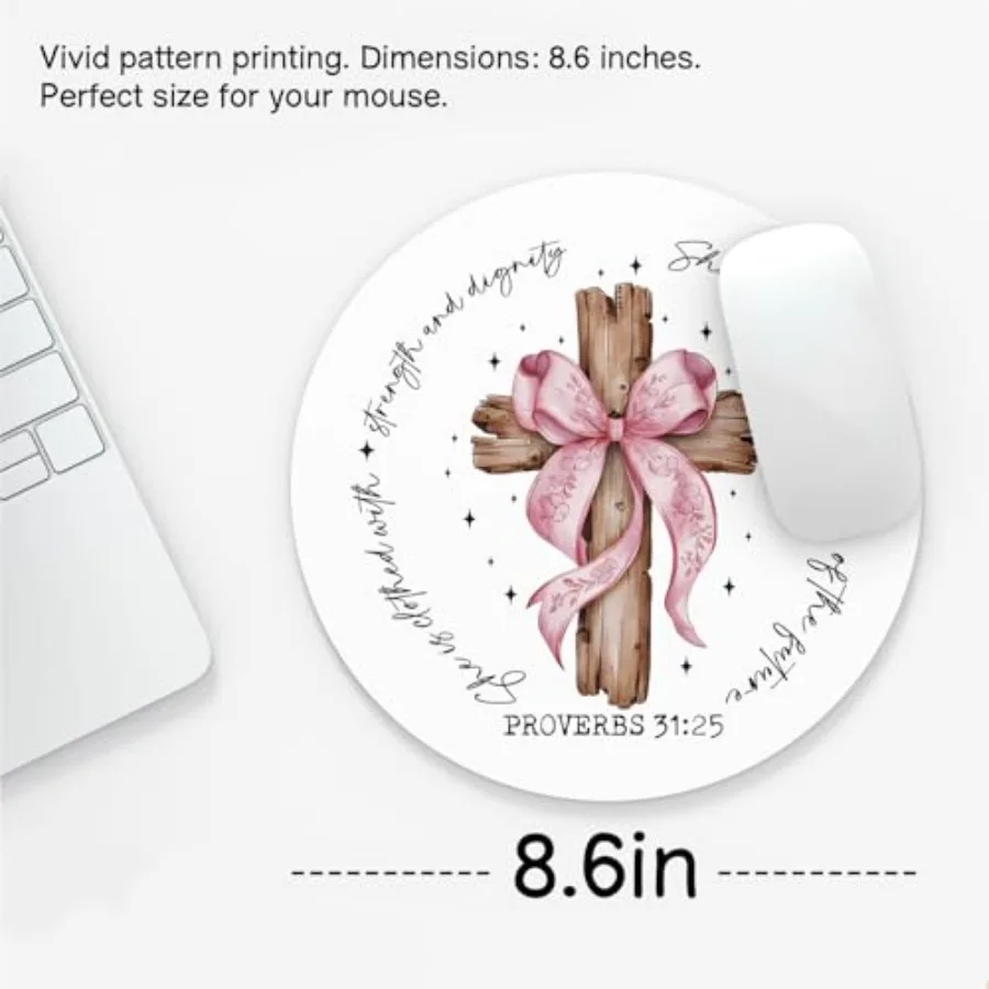 Coquette Pink Cross Christian Mouse Pad - Image 2