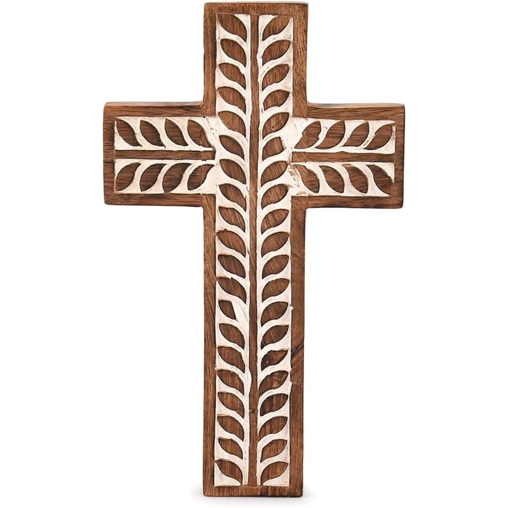 Mango Wood Carved Catholic Cross - Image 1