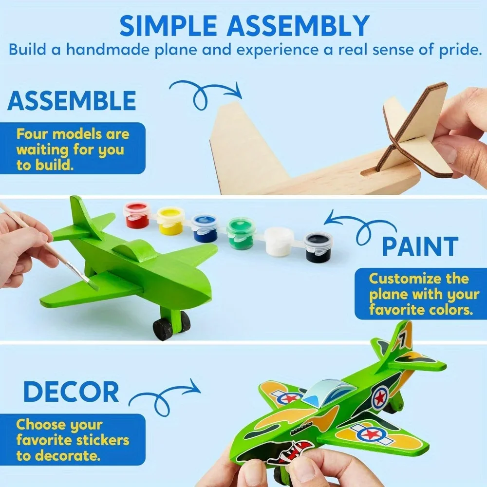 JOYFY 4Pcs DIY Wooden Aircrafts- - Image 2