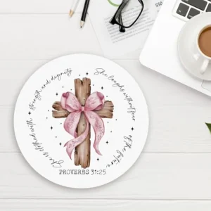 Coquette Pink Cross Christian Mouse Pad - Thumbnail Image 6