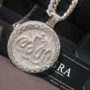 18K Gold Plated Round Allah Zircon Pendant - Thumbnail Image 4