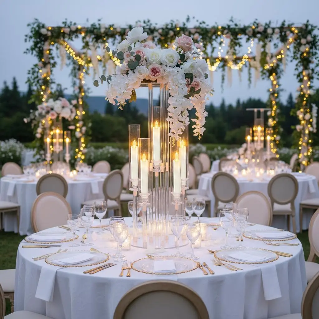 6Pcs Clear Acrylic 5 Arm Candelabra - Image 2
