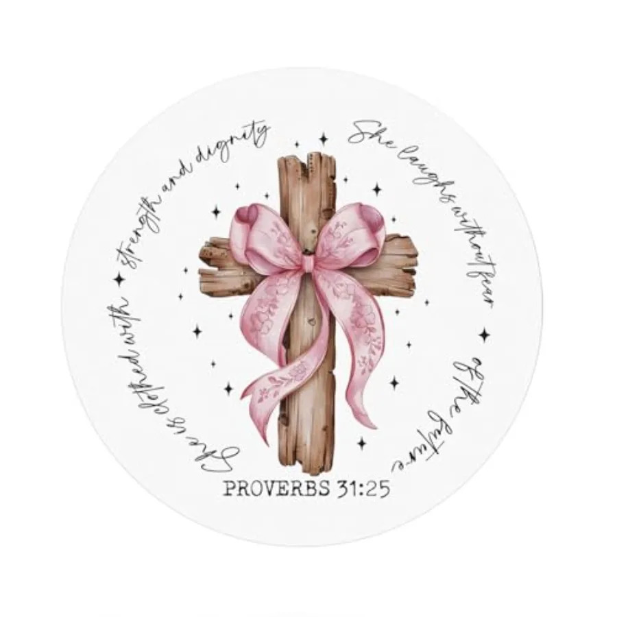 Coquette Pink Cross Christian Mouse Pad - Image 1