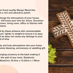Mango Wood Carved Catholic Cross - Thumbnail Image 4