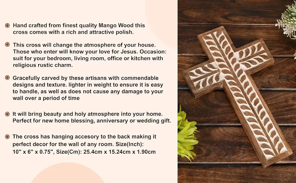 Mango Wood Carved Catholic Cross - Image 4