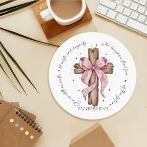 Coquette Pink Cross Christian Mouse Pad - Thumbnail Image 4