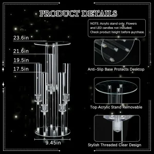 6Pcs Clear Acrylic 5 Arm Candelabra - Thumbnail Image 3
