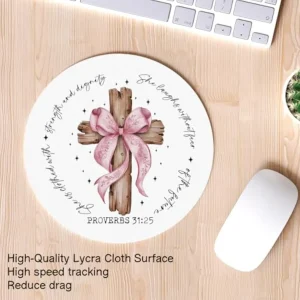 Coquette Pink Cross Christian Mouse Pad - Thumbnail Image 3