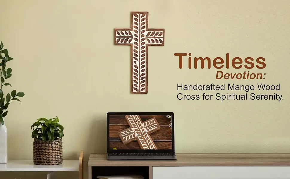 Mango Wood Carved Catholic Cross - Image 3