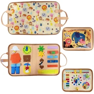 Jungle Wild Animal Felt Quiet Busy Board for Toddlers