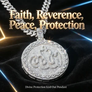 18K Gold Plated Round Allah Zircon Pendant