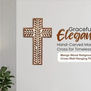 Mango Wood Carved Catholic Cross - Thumbnail Image 2