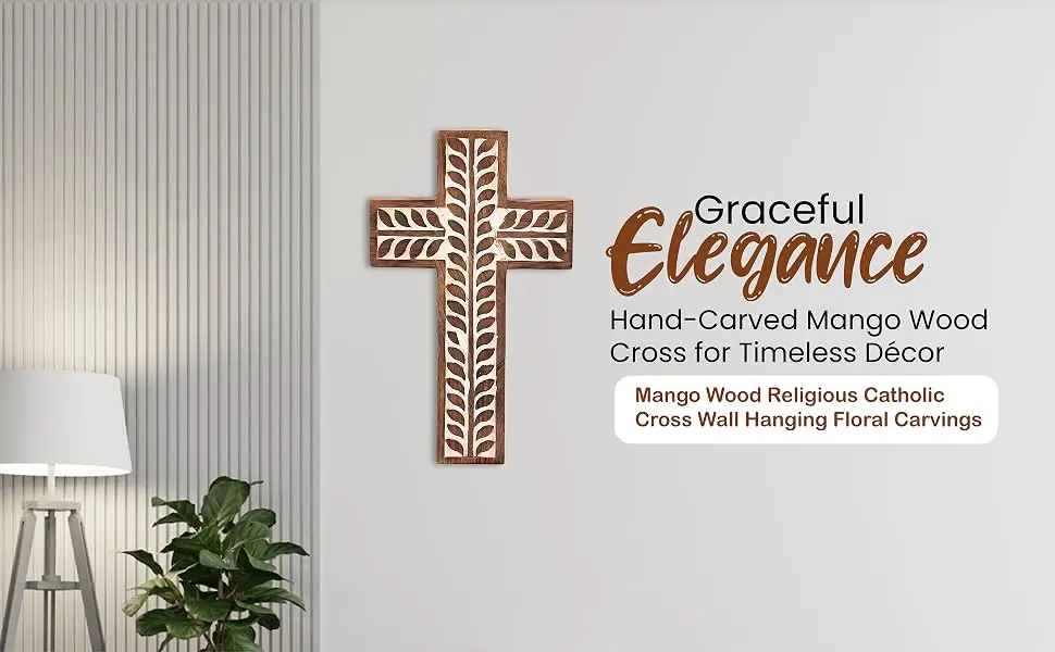 Mango Wood Carved Catholic Cross - Image 2